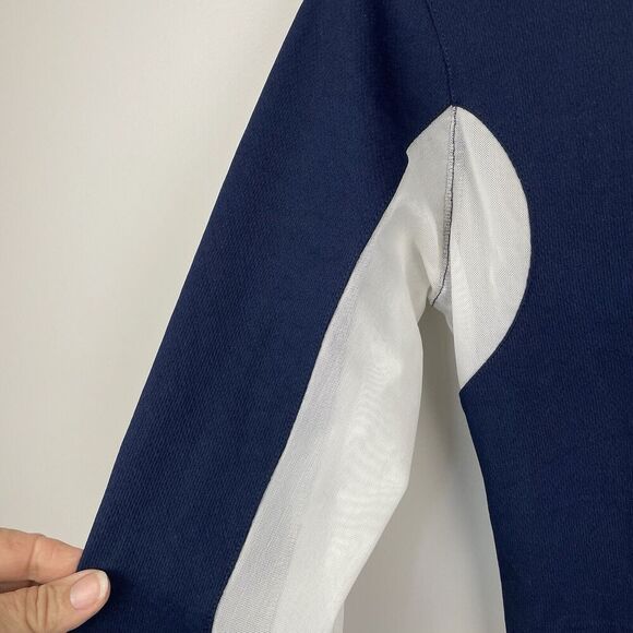 TuffRider Ventilated Technical Long Sleeve Equestrian Sport Shirt Size L Navy - Picture 5 of 10